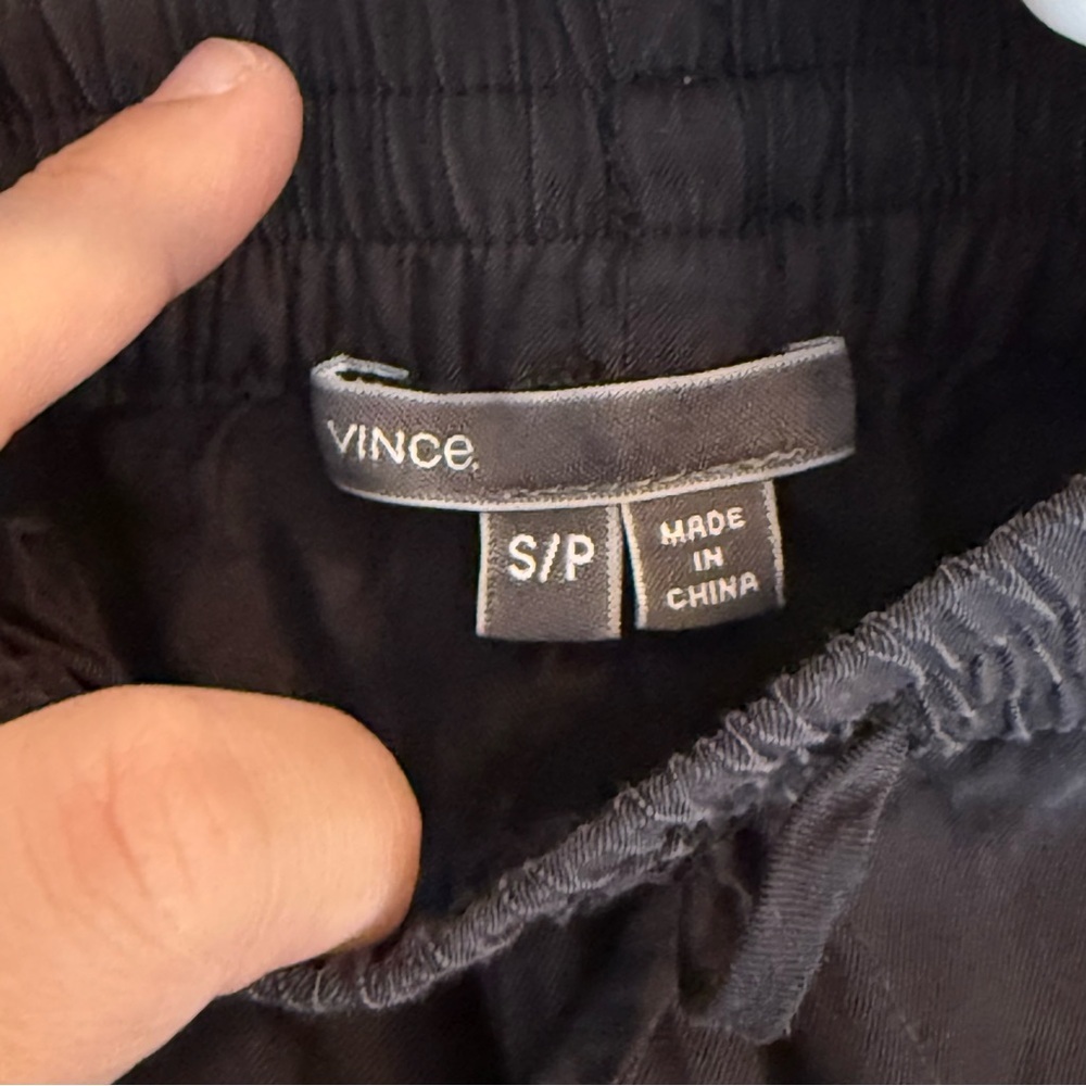 Vince Black Cupro Cotton Joggers Faux Leather Side Stripe Pants Small V068021183 - Picture 5 of 6